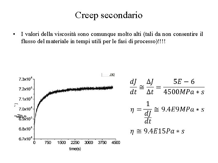 Creep secondario • I valori della viscosità sono comunque molto alti (tali da non