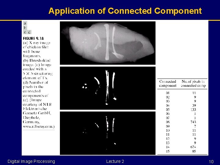 Application of Connected Component Digital Image Processing Lecture 2 10 