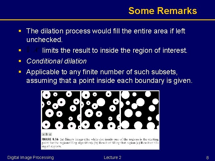 Some Remarks § The dilation process would fill the entire area if left unchecked.