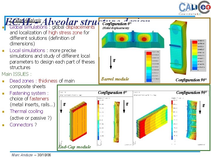 n Linear Analysis ECAL - Alveolar structure design Global simulations : global displacements Configuration