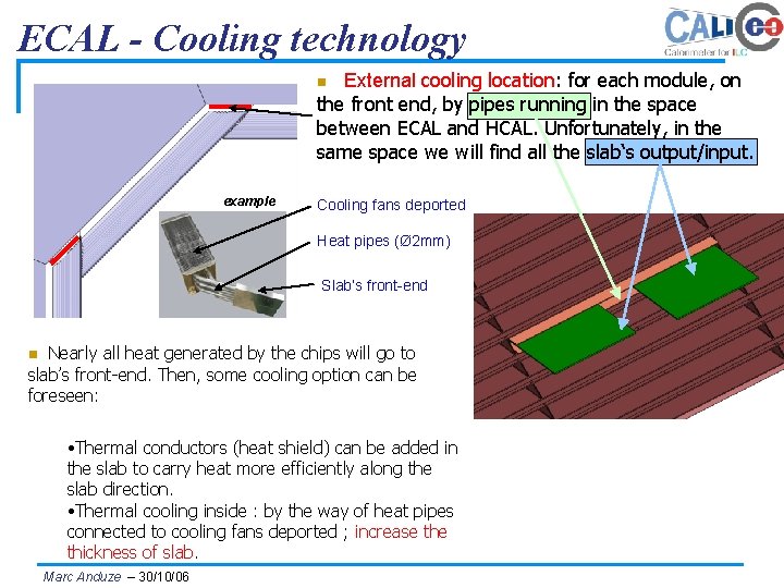ECAL - Cooling technology External cooling location: for each module, on the front end,