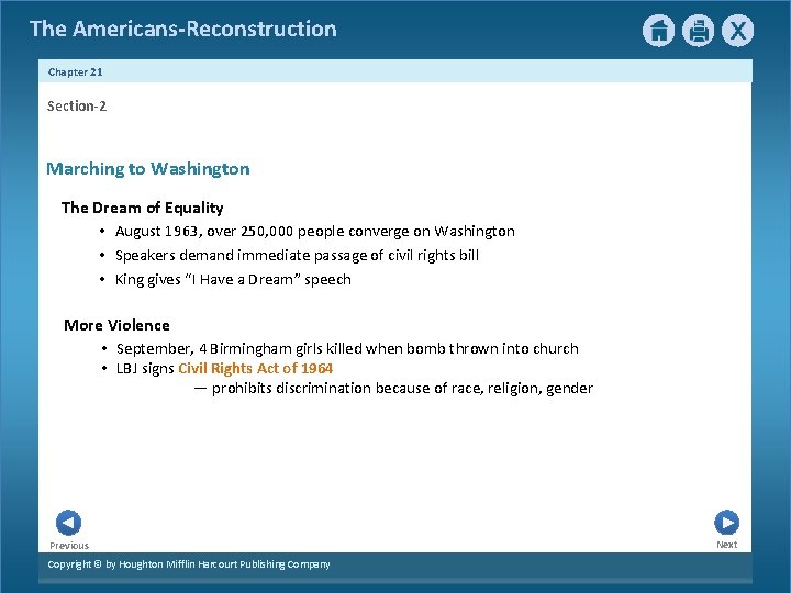 The Americans-Reconstruction Chapter 21 Section-2 Marching to Washington The Dream of Equality • August