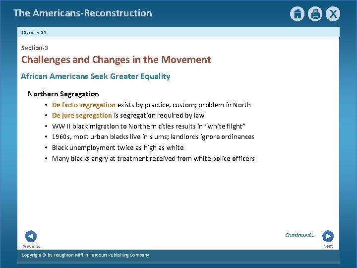 The Americans-Reconstruction Chapter 21 Section-3 Challenges and Changes in the Movement African Americans Seek