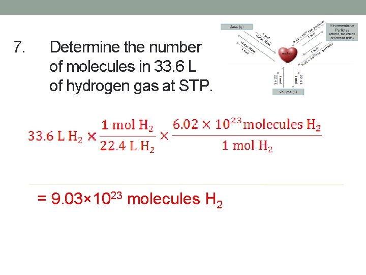 7. Determine the number of molecules in 33. 6 L of hydrogen gas at