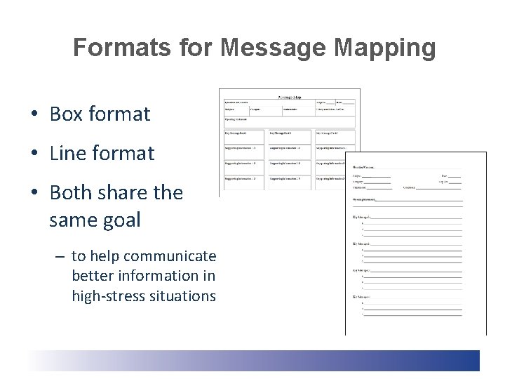 Formats for Message Mapping • Box format • Line format • Both share the Formats for Message Mapping • Box format • Line format • Both share the