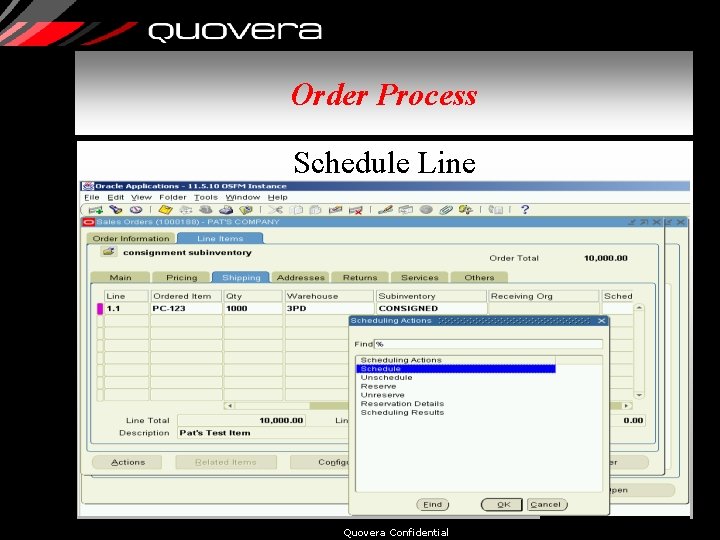 Order Process Schedule Line Quovera Confidential 36 
