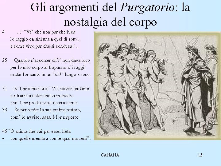 Gli argomenti del Purgatorio: la nostalgia del corpo 4 …: “Ve’ che non par