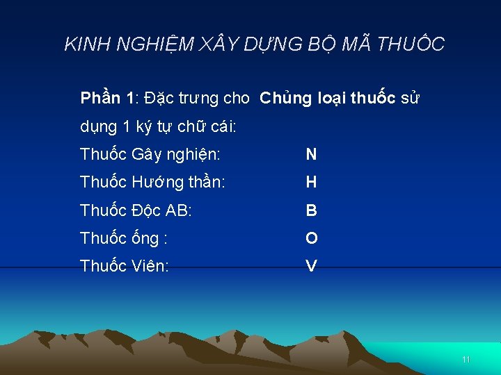 KINH NGHIỆM X Y DỰNG BỘ MÃ THUỐC Phần 1: Đặc trưng cho Chủng