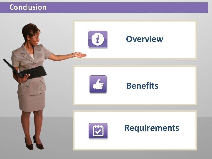 Conclusion Overview Benefits Requirements 