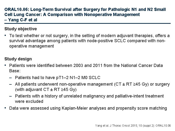 ORAL 10. 06: Long-Term Survival after Surgery for Pathologic N 1 and N 2