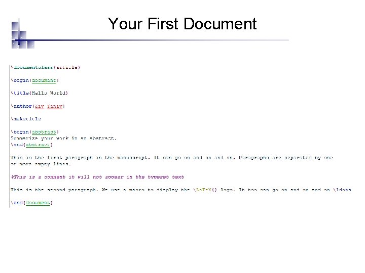 Your First Document 