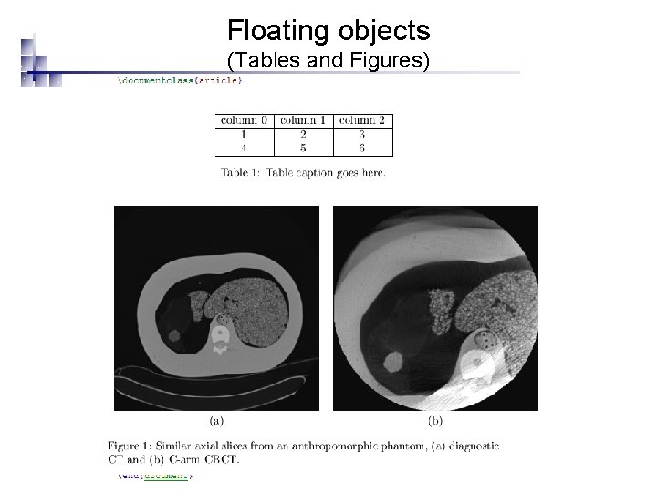 Floating objects (Tables and Figures) 