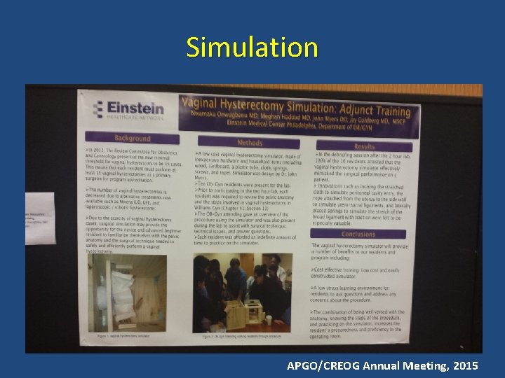 Simulation APGO/CREOG Annual Meeting, 2015 