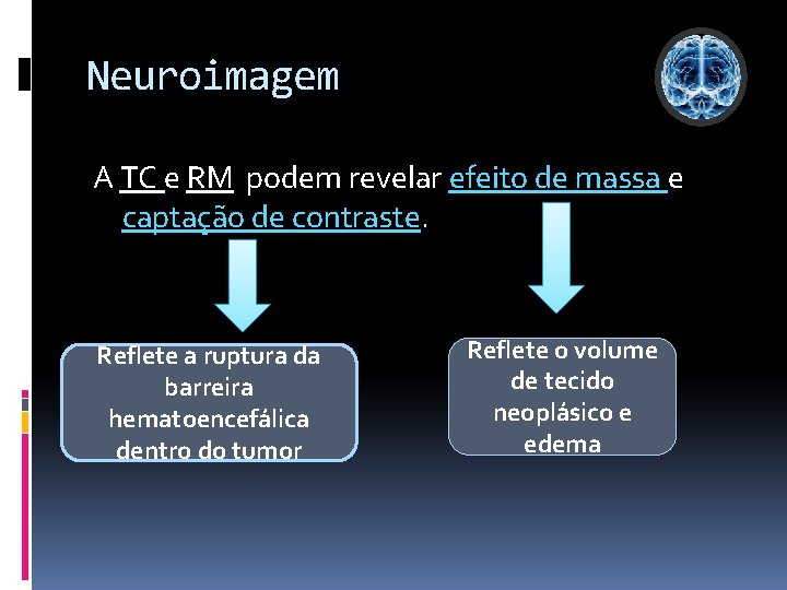 Neuroimagem A TC e RM podem revelar efeito de massa e captação de contraste.