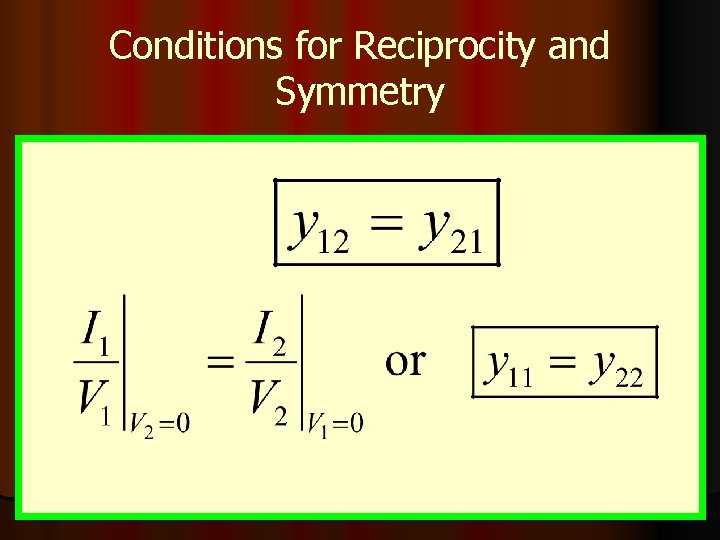 Conditions for Reciprocity and Symmetry 30������� 2021 30������� Two-Port Network-1 22 