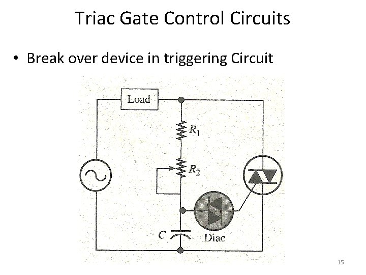 Triac Gate Control Circuits • Break over device in triggering Circuit 15 