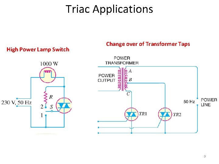 Triac Applications High Power Lamp Switch Change over of Transformer Taps 9 