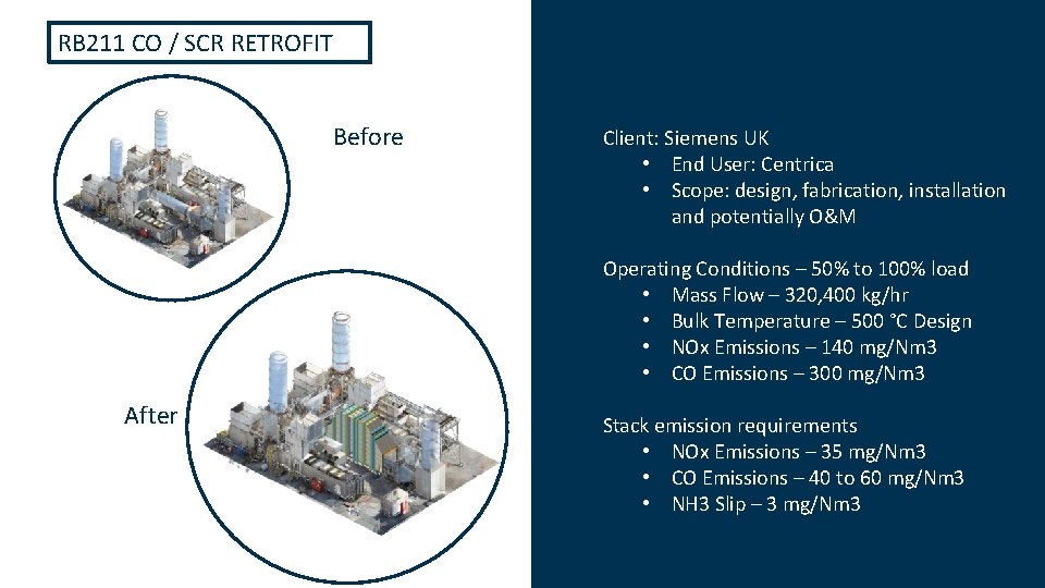 RB 211 CO / SCR RETROFIT Before Client: Siemens UK • End User: Centrica