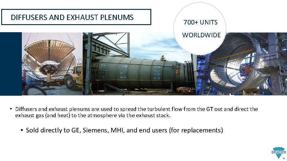 DIFFUSERS AND EXHAUST PLENUMS 700+ UNITS WORLDWIDE • Diffusers and exhaust plenums are used