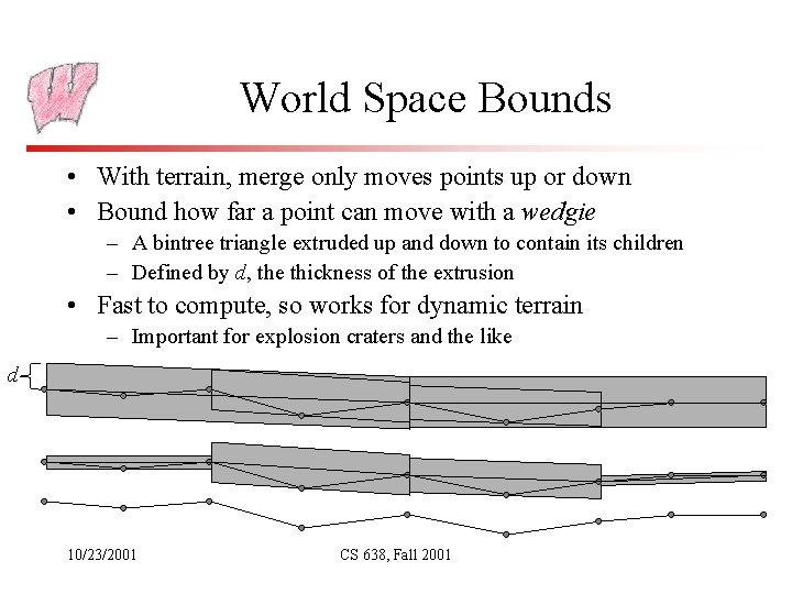 World Space Bounds • With terrain, merge only moves points up or down •