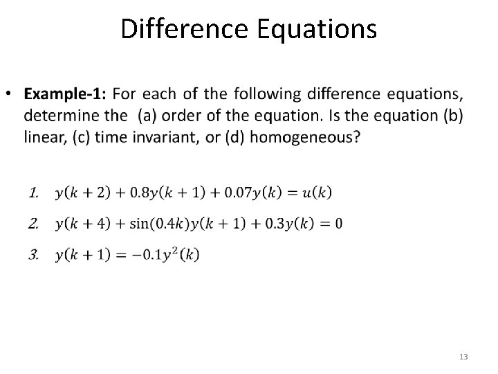 Difference Equations • 13 Difference Equations • 13