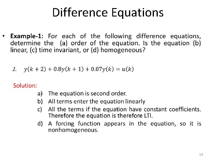 Difference Equations • 14 Difference Equations • 14