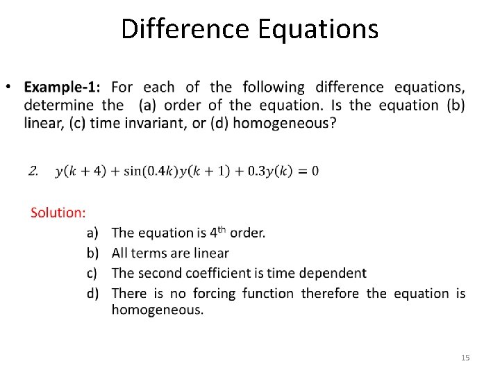 Difference Equations • 15 Difference Equations • 15