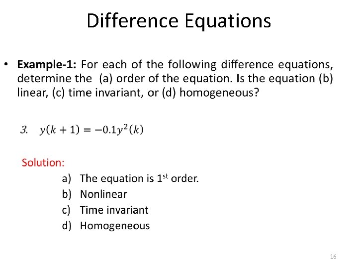 Difference Equations • 16 Difference Equations • 16