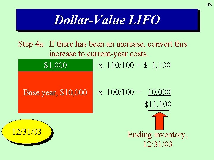 42 Dollar-Value LIFO Step 4 a: If there has been an increase, convert this