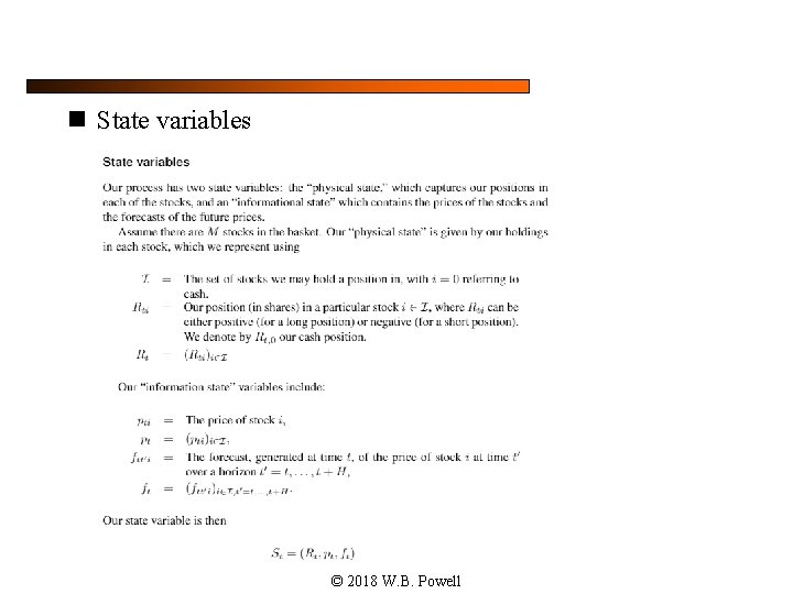 n State variables © 2018 W. B. Powell 