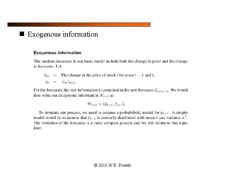 n Exogenous information © 2018 W. B. Powell 