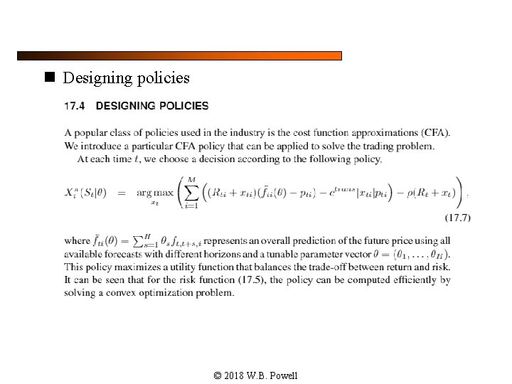 n Designing policies © 2018 W. B. Powell 