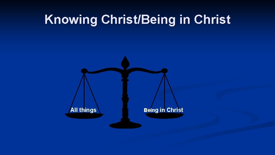 Knowing Christ/Being in Christ All things Being in Christ 