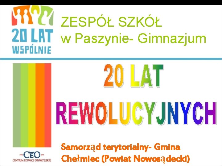 ZESPÓŁ SZKÓŁ w Paszynie- Gimnazjum Samorząd terytorialny- Gmina Chełmiec (Powiat Nowosądecki) 