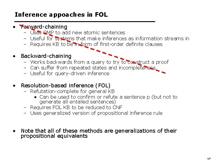 Inference appoaches in FOL • Forward-chaining – Uses GMP to add new atomic sentences