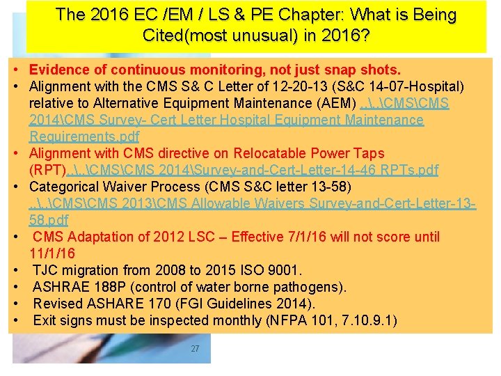 The 2016 EC /EM / LS & PE Chapter: What is Being Cited(most unusual)