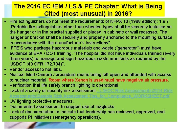 The 2016 EC /EM / LS & PE Chapter: What is Being Cited (most
