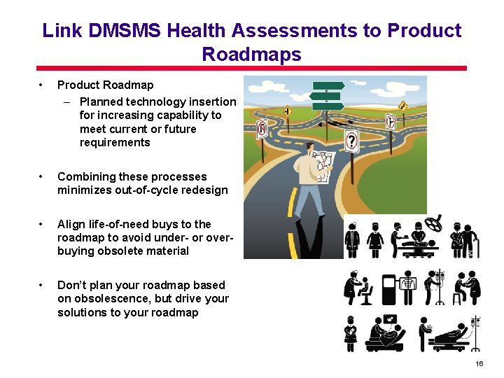 Link DMSMS Health Assessments to Product Roadmaps • Product Roadmap – Planned technology insertion Link DMSMS Health Assessments to Product Roadmaps • Product Roadmap – Planned technology insertion