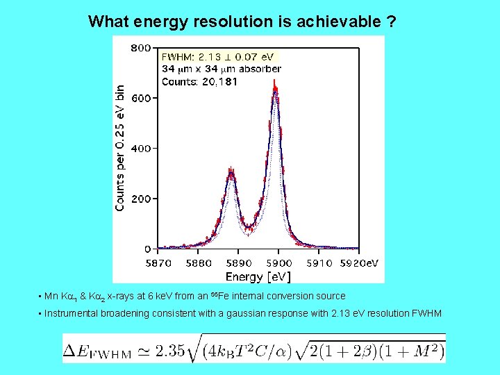 What energy resolution is achievable ? • Mn Ka 1 & Ka 2 x-rays