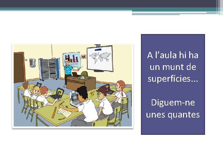 A l’aula hi ha un munt de superfícies. . . Diguem-ne unes quantes 