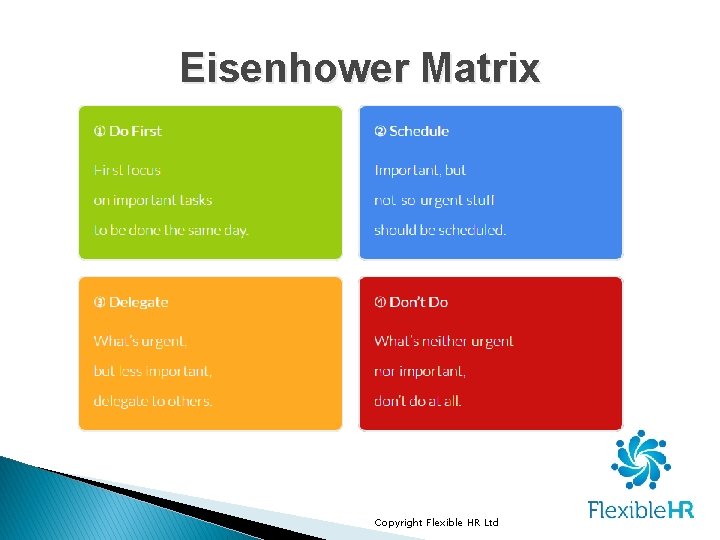 Eisenhower Matrix Copyright Flexible HR Ltd Eisenhower Matrix Copyright Flexible HR Ltd