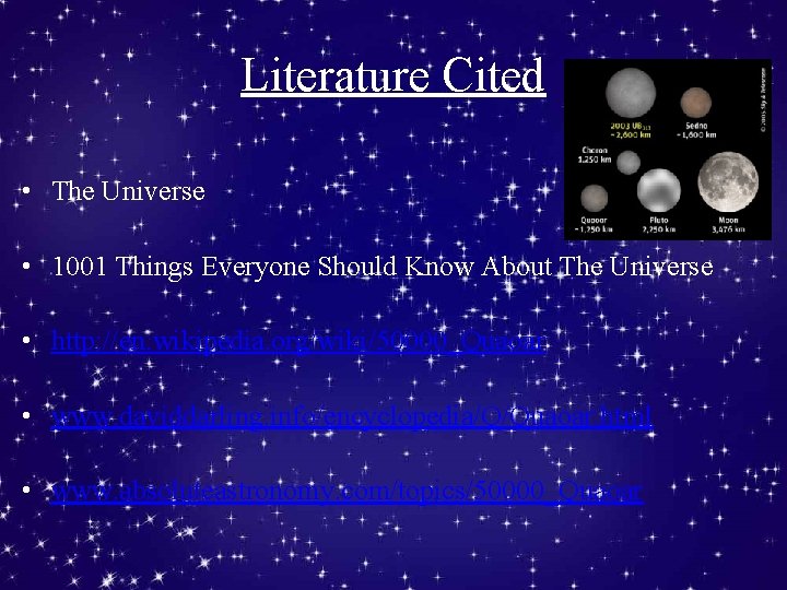 Literature Cited • The Universe • 1001 Things Everyone Should Know About The Universe