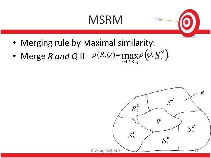 MSRM • Merging rule by Maximal similarity: • Merge R and Q if DISP