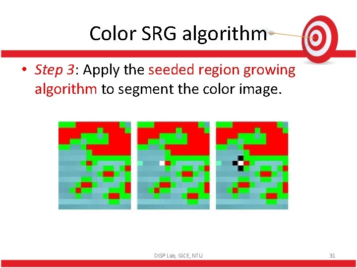 Color SRG algorithm • Step 3: Apply the seeded region growing algorithm to segment