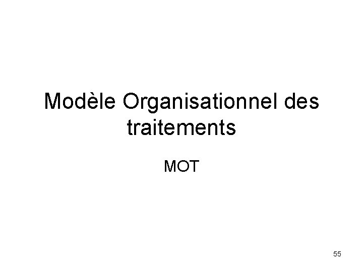 Modèle Organisationnel des traitements MOT 55 