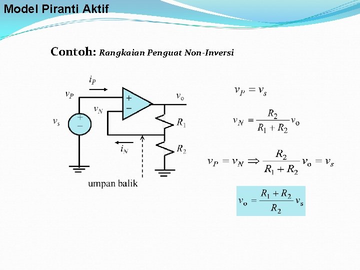 Model Piranti Aktif Contoh: Rangkaian Penguat Non-Inversi 