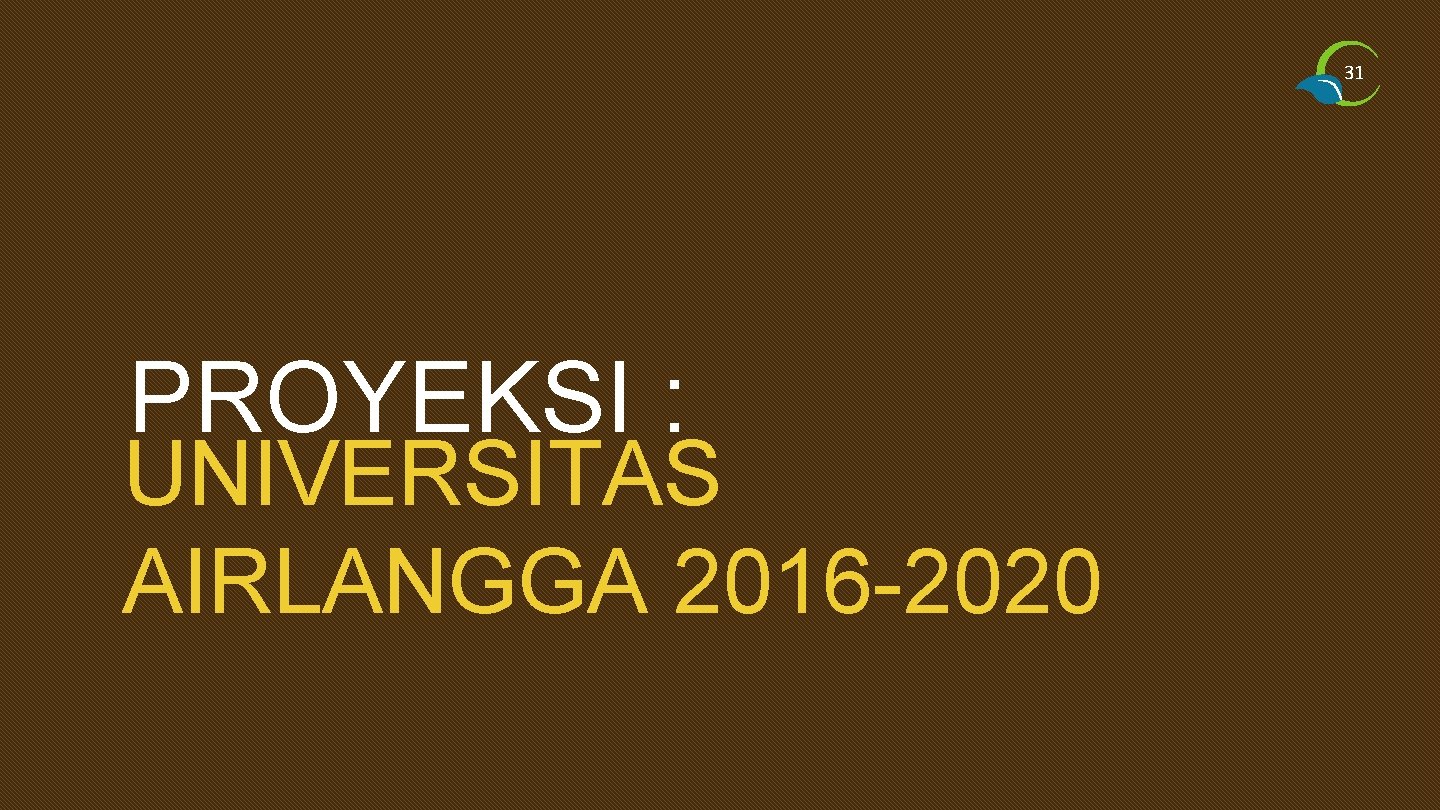 31 PROYEKSI : UNIVERSITAS AIRLANGGA 2016 -2020 