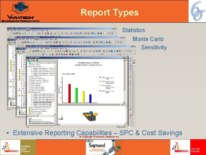 Report Types Statistics Monte Carlo Sensitivity • Extensive Reporting Capabilities – SPC & Cost Report Types Statistics Monte Carlo Sensitivity • Extensive Reporting Capabilities – SPC & Cost