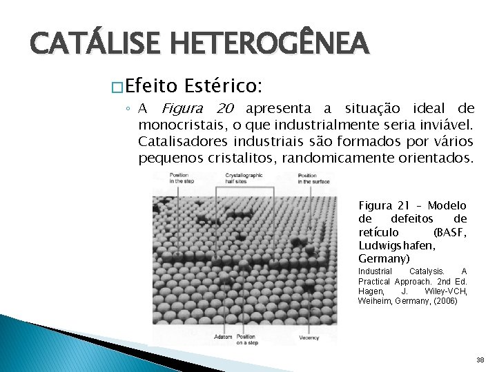 CATÁLISE HETEROGÊNEA � Efeito Estérico: ◦ A Figura 20 apresenta a situação ideal de