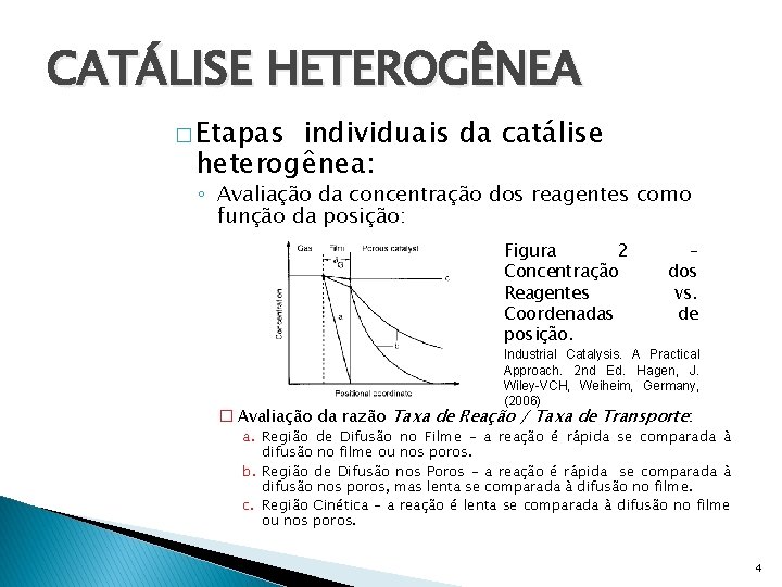 CATÁLISE HETEROGÊNEA � Etapas individuais da catálise heterogênea: ◦ Avaliação da concentração dos reagentes